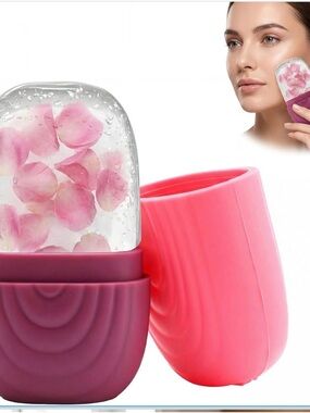 Rose Petal Facial Ice Roller - Pink Cooling Facial Massager
